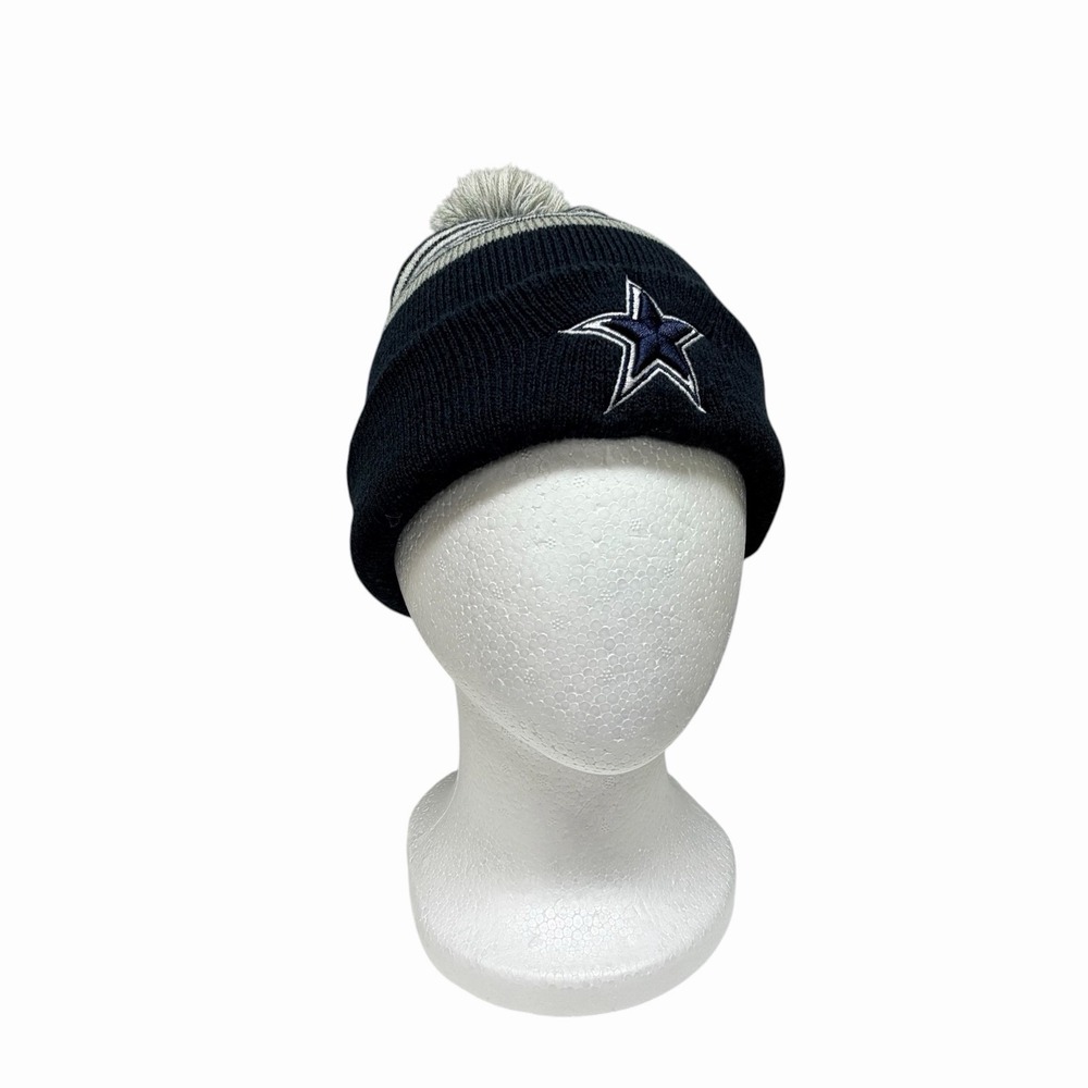 Dallas Cowboys Knit Beanie Hat Pom Pom Navy Gray NFL Football Winter Cap OSFA